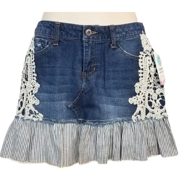 ARIZONA Refashioned Upcycled Distressed Denim Blue Jean Skirt - Girl's 16 - Picture 1 of 6